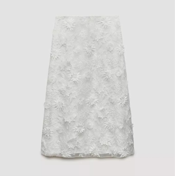 EMBROIDERED MIDI SKIRT ZW COLLECTION SIZE M - Picture 5 of 9